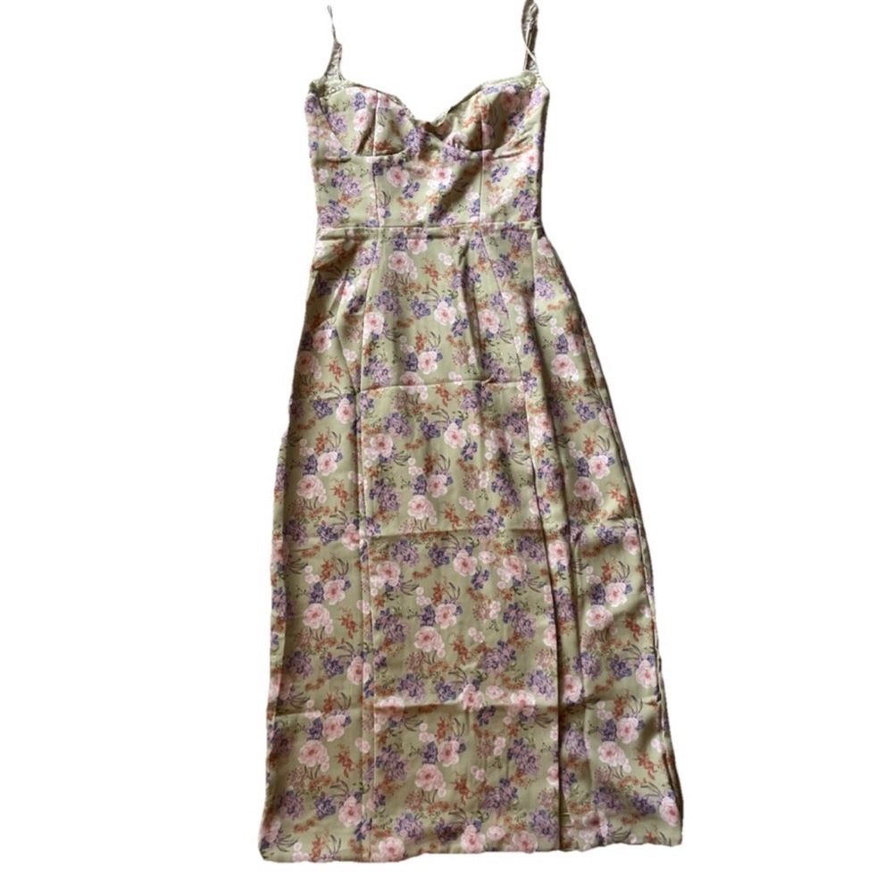 House of CB Floral Midi Dress in Sage Green and Lavender - Picture 5 of 10